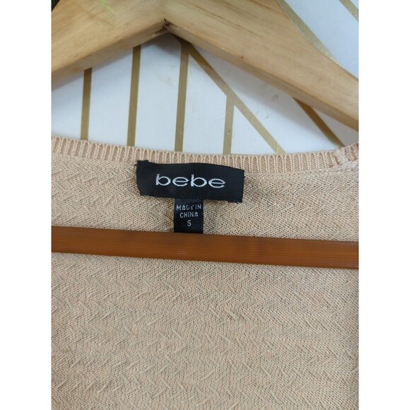 BEBE Women's Y2k 2000s Sequin Knit Cropped Cardiagn Gold Long  Sleeve Size Small - Picture 5 of 8